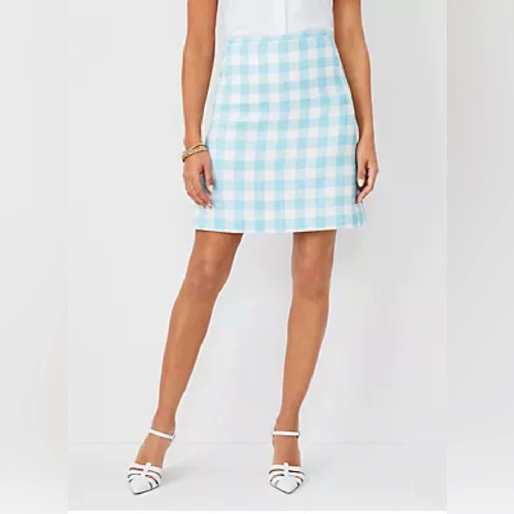 Lilly Pulitzer Blue White Gingham Mini Skirt Size 6 Cotton Blend Preppy Summer
